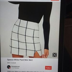 Lulus spence white plaid mini skirt